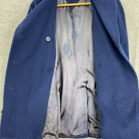 Tommy Hilfiger Wool Jacket Womens Small Blue Pea Coat Military Double Breasted - Picture 10 of 12